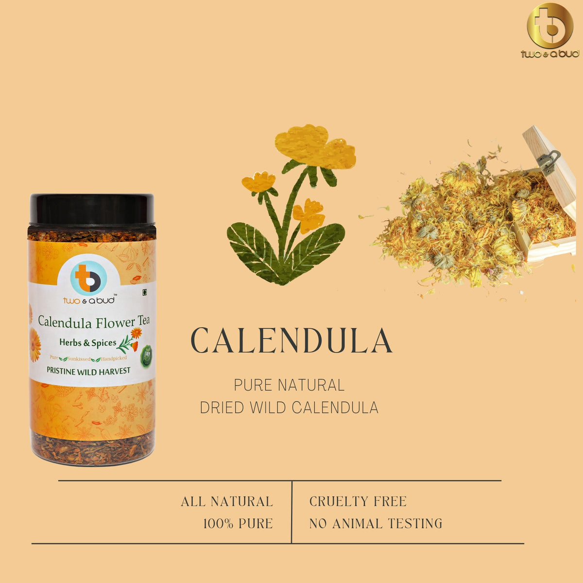 Two & A Bud Organic Calendula Flowers 35 g