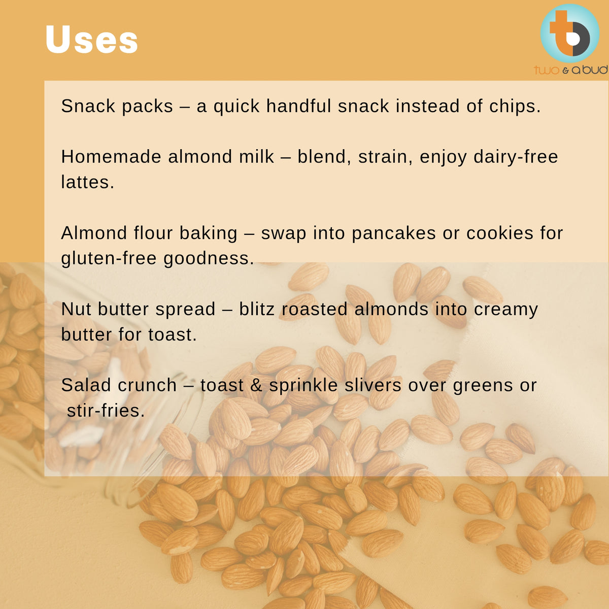 100% Natural Dried Almonds 600g