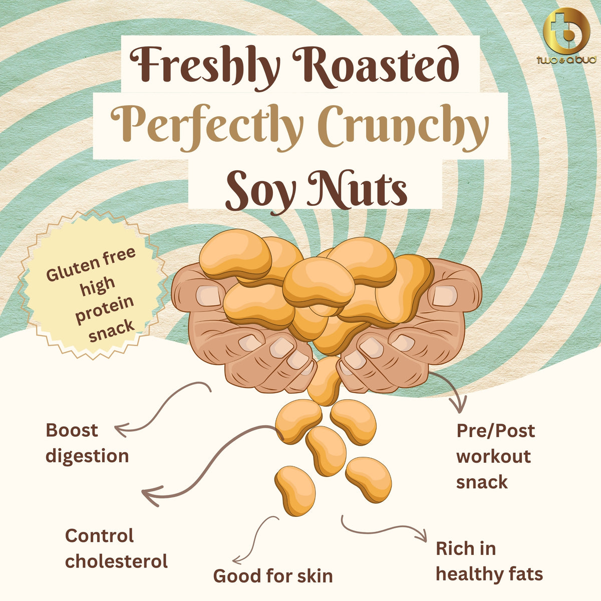 Two & A Bud Roasted Soyanuts, Healthy Roasted Namkeen Snack 250g