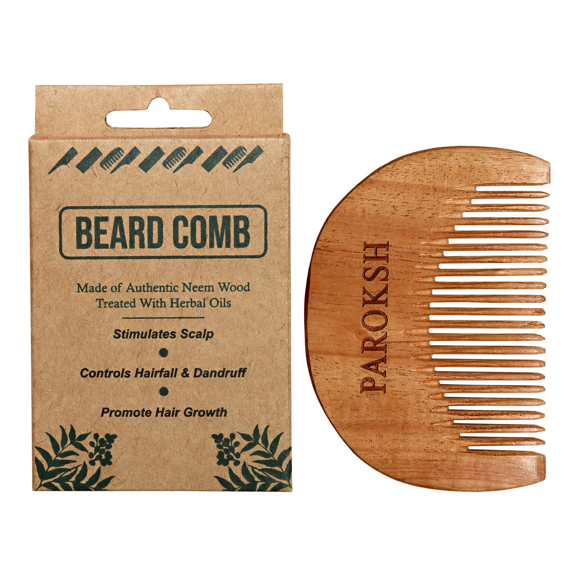Two & A Bud Wooden Beard Comb with Herbal Oil Treatment
