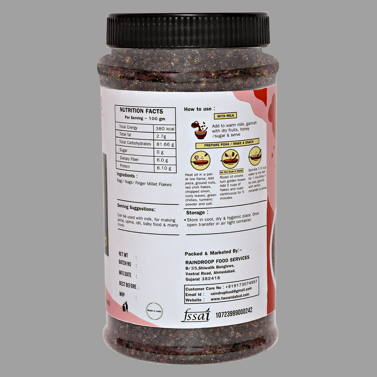 Two & A Bud Ragi Flakes 450 g