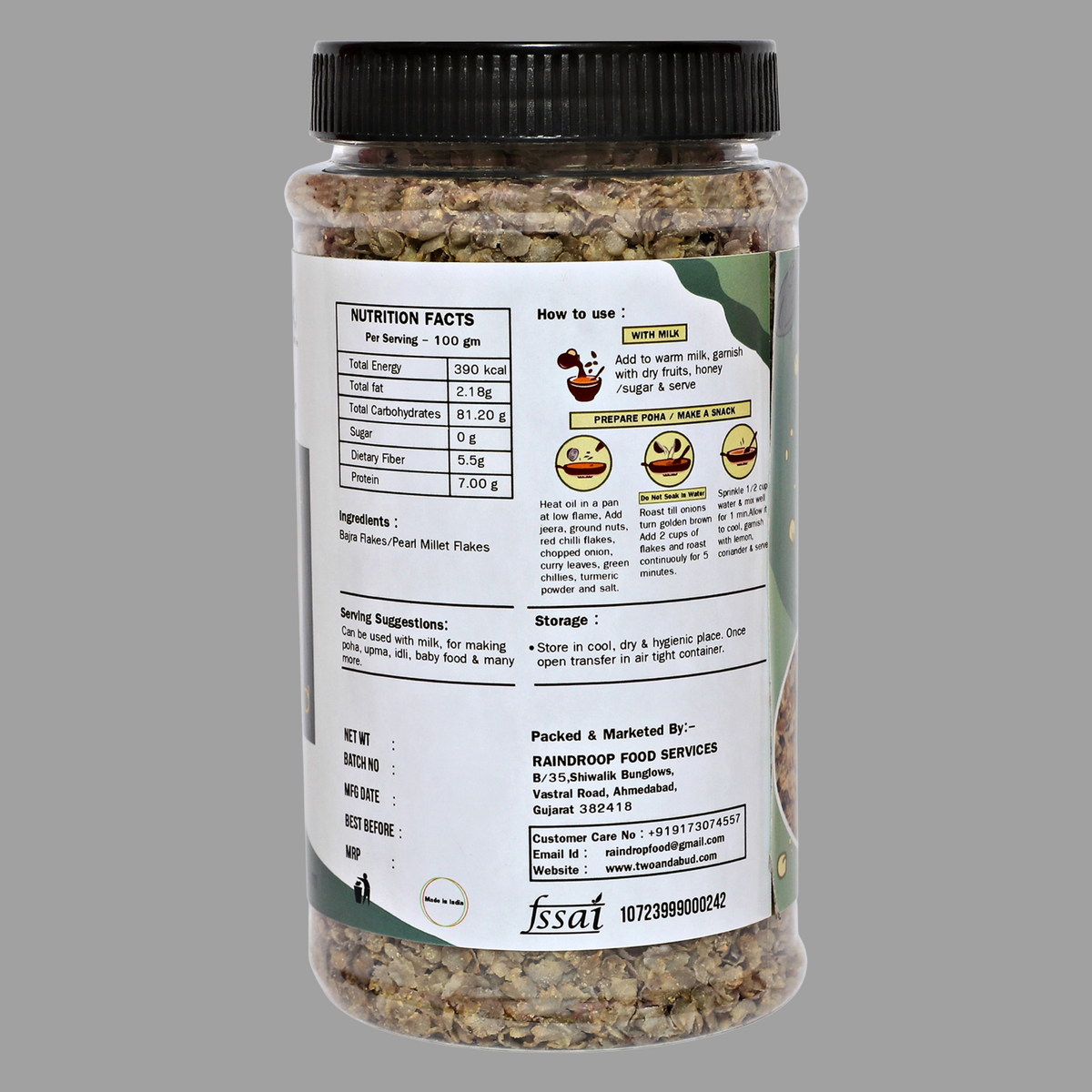 Two & A Bud Bajra Flakes 350 g