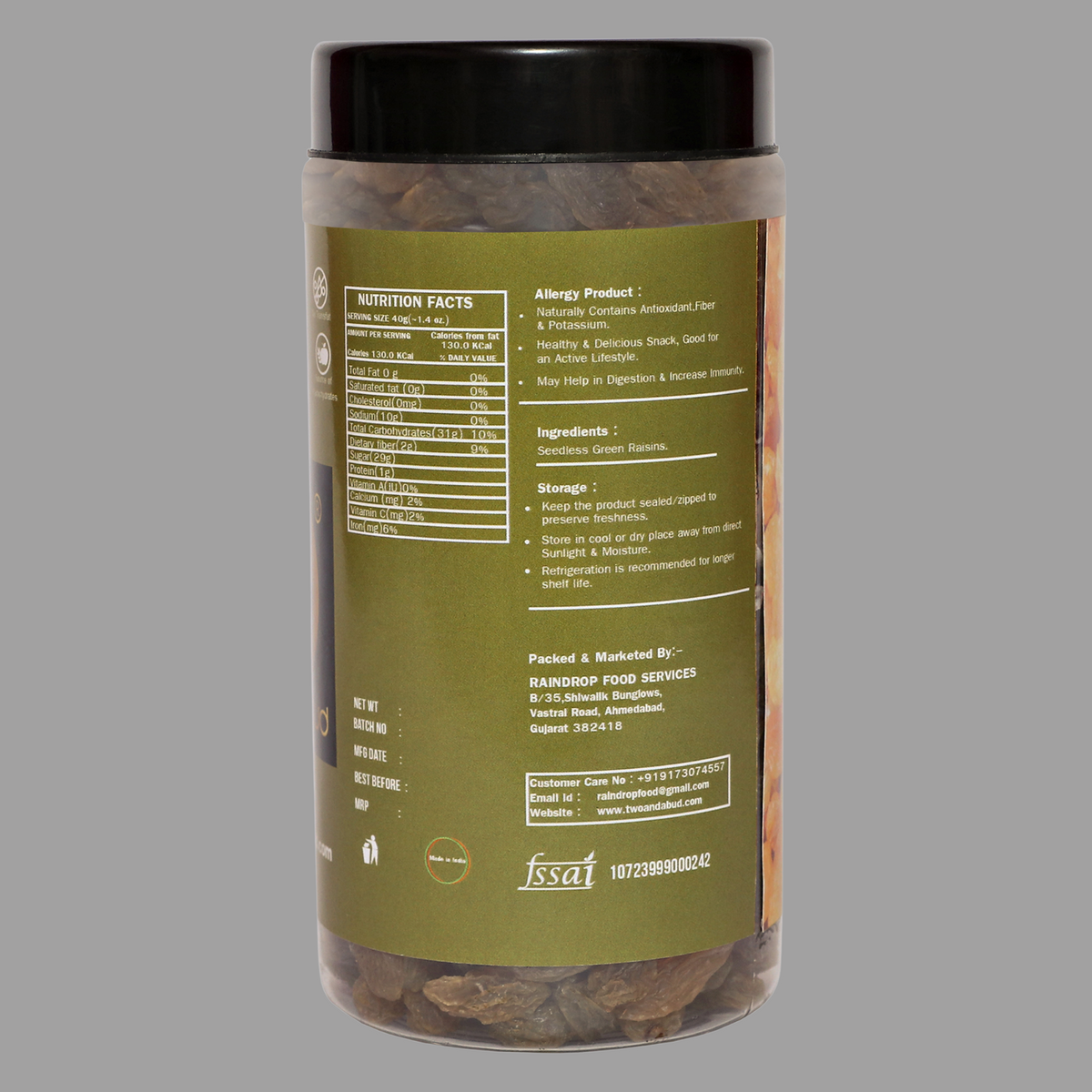 Premium Seedless Green Raisins 250 g