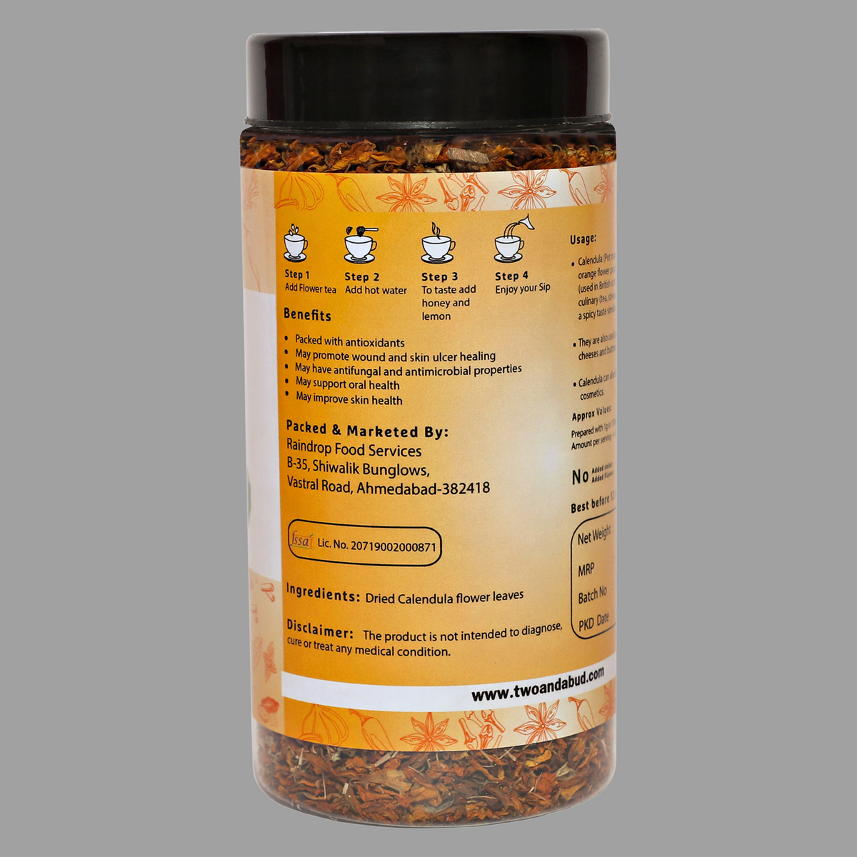 Two & A Bud Organic Calendula Flowers 35 g