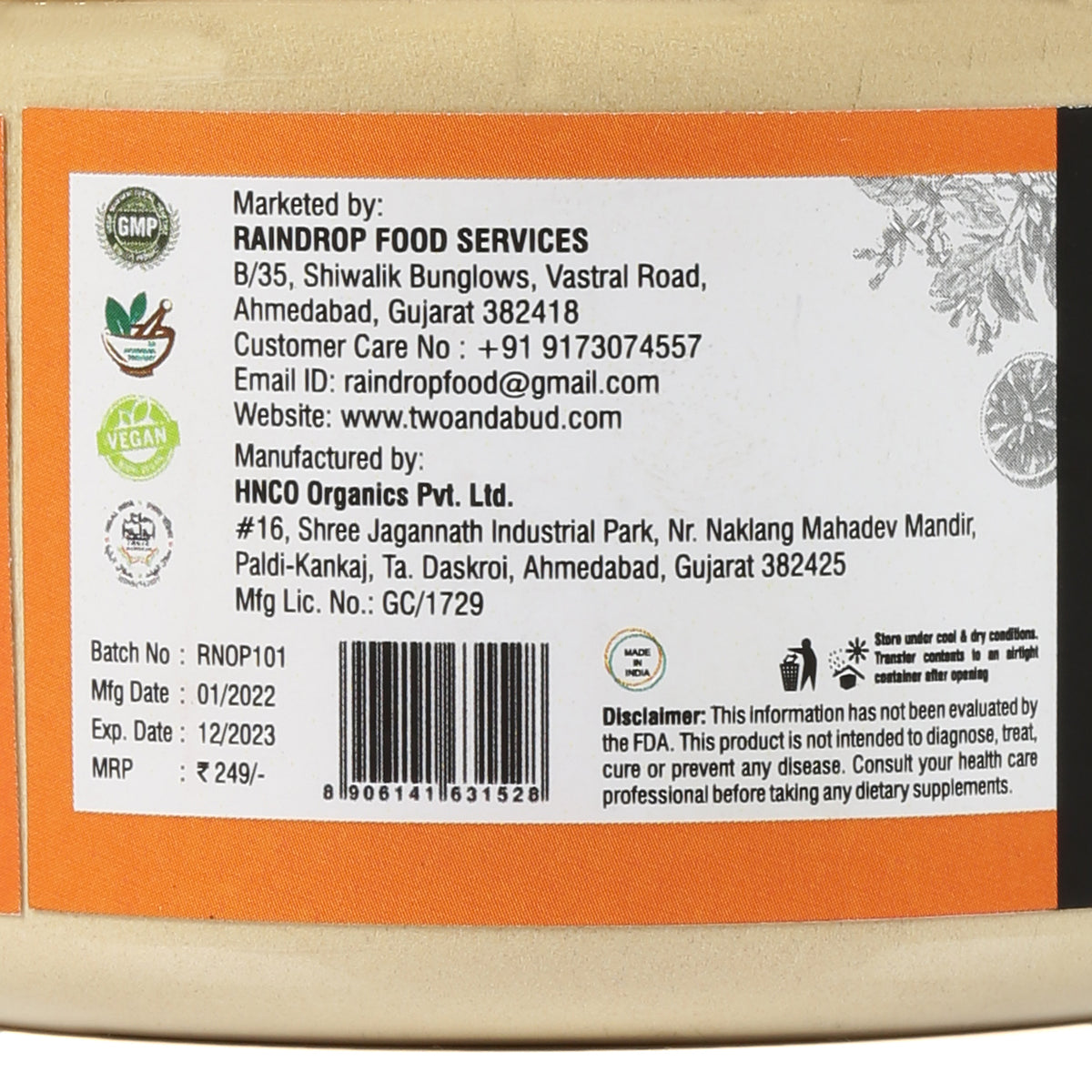 100% Natural Orange Peel Powder