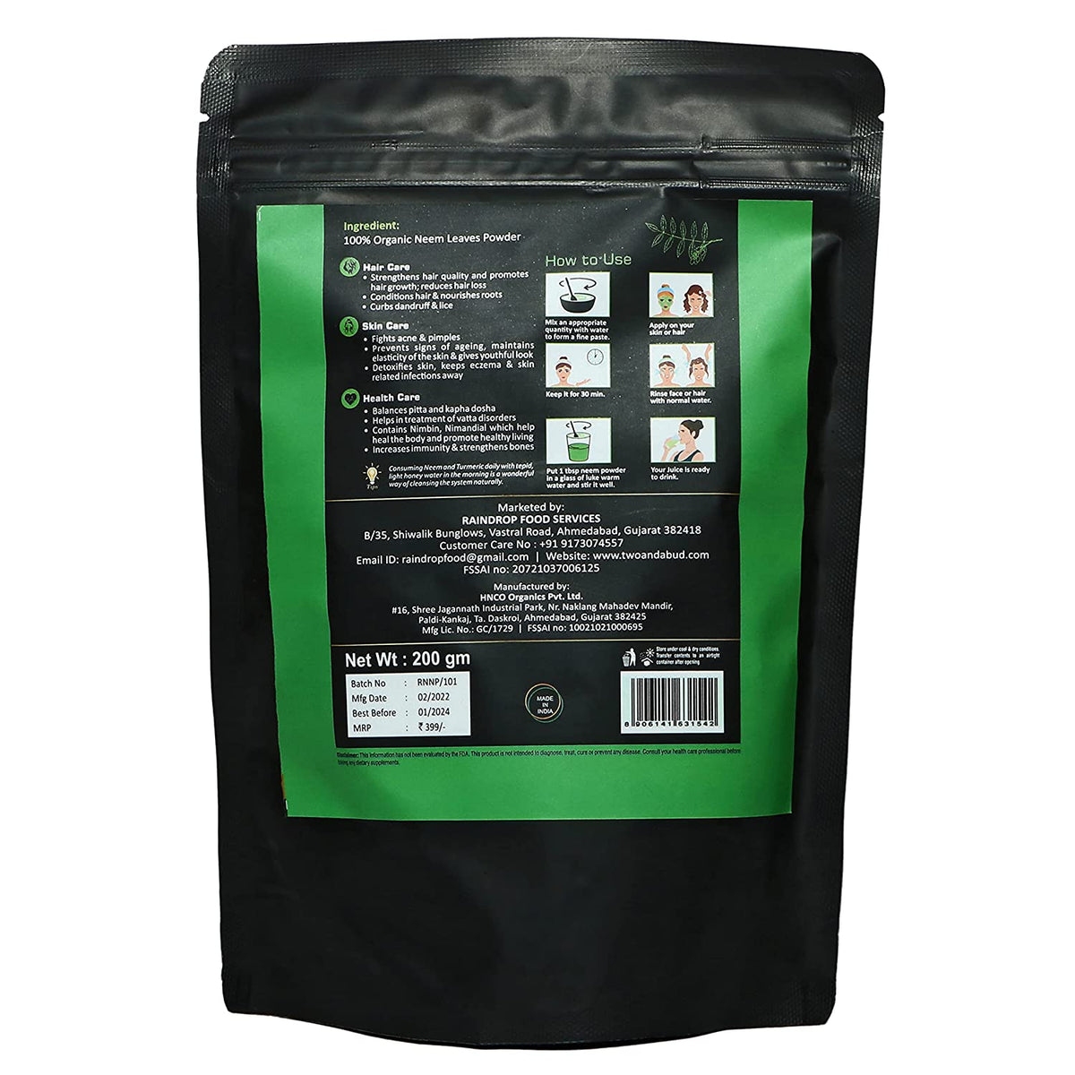100% Organic Neem Leaves Powder 200 g