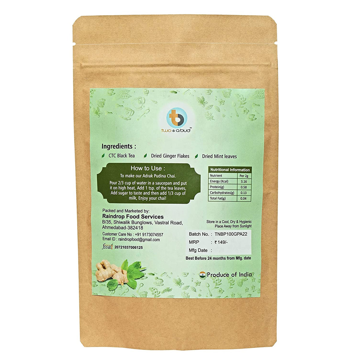 Adrak Pudina Premium Chai (100g)