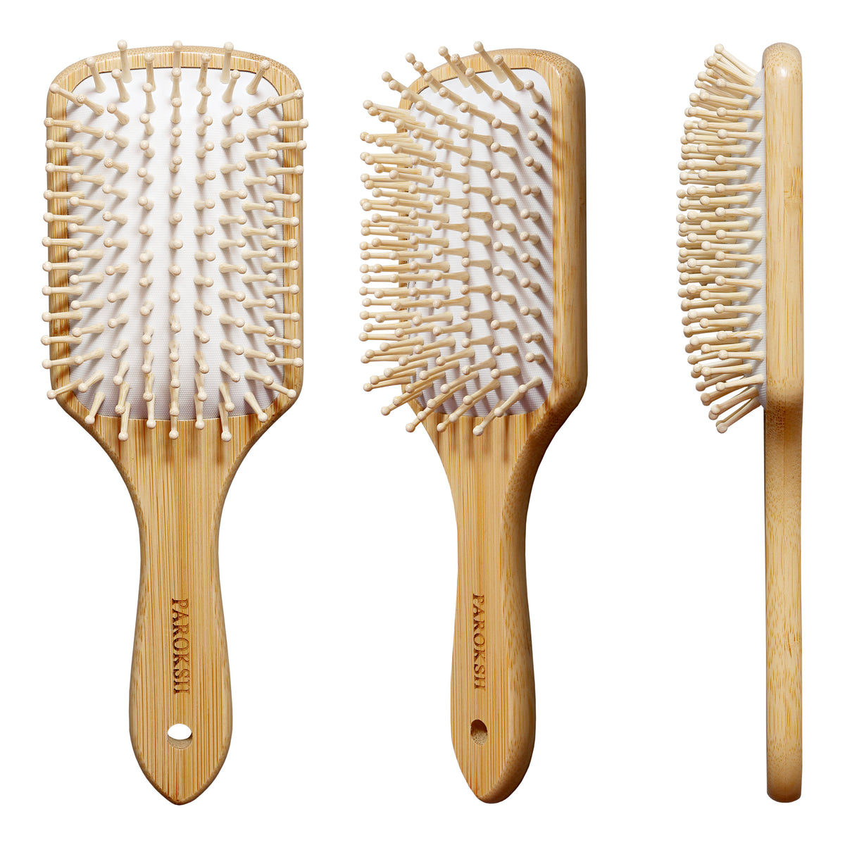 Two and A Bud Wooden Brush with Bamboo Bristles for Hair Growth, Curly Hair