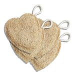 Two and A Bud Heart-Shaped Loofah Pouf, Natural Fibre Bath Scrubber Pack of 3