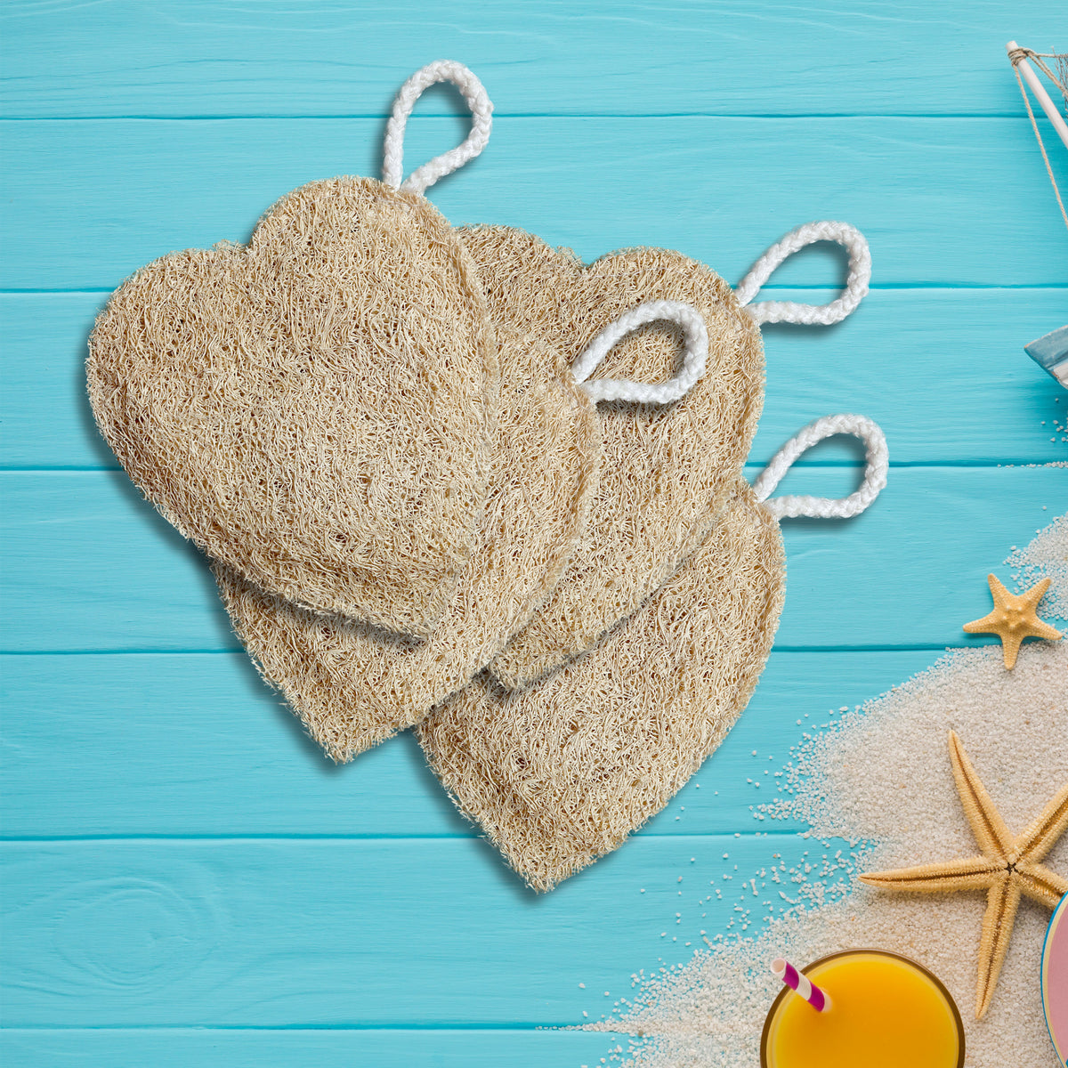 Two and A Bud Natural Loofah Heart-Shaped Body Scrubber Pack of 2